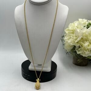 Joan Rivers Signed Vintage Egg
Goldtone & Faux pearls Pendant Long Necklace